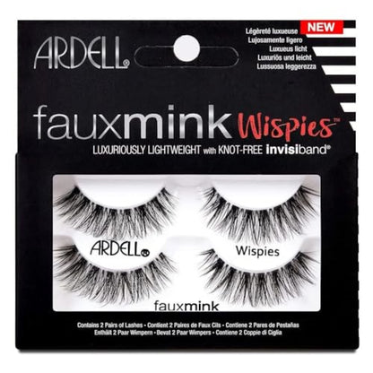 Ardell Faux Mink Wispies False Eyelashes, Light Volume, Short Length, Vegan Friendly, 2 Pairs (Pack of 1)