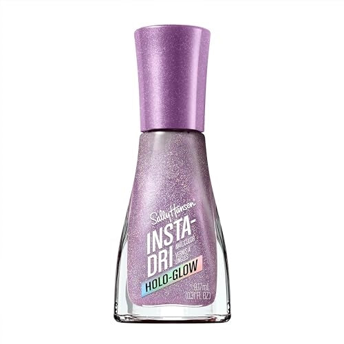Sally Hansen Insta-Dri Holo-Glow, Lustrous Lilac, Quick Dry, Long Lasting, Streak-Free Shine, Semi Opaque, Holographic Purple Nail Polish