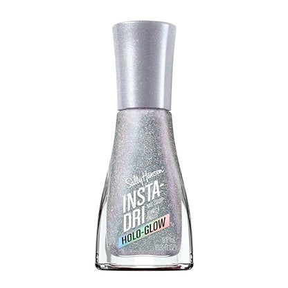 Sally Hansen Insta-Dri Holo-Glow, Euphoric, Quick Dry, Long Lasting, Semi Opaque, Holographic Silver Nail Polish