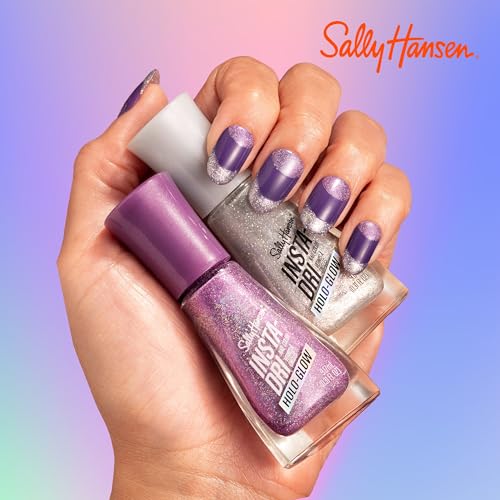 Sally Hansen Insta-Dri Holo-Glow, Euphoric, Quick Dry, Long Lasting, Semi Opaque, Holographic Silver Nail Polish