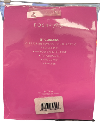 POSH + Pop You Nailed It Gift Set - Clips, Nail Nipper, Manicure and Pedicure, Cuticle Pusher, Mail Clipper, Nail File