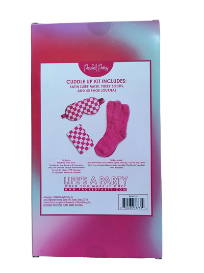 Packed Party Cuddle Up 3 Pieces Gift Set - Satin Sleep Mask, Fuzzy Socks, Journal