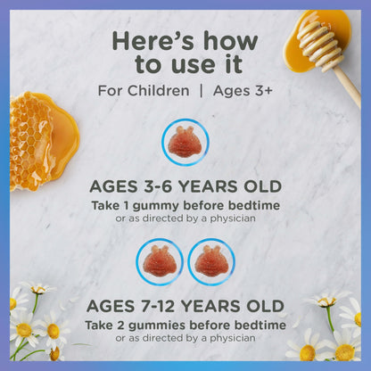 Zarbee's Gentle Bedtime Gummies for Kids - Melatonin-Free Blend of Natural Honey, Raspberry Lemon, and Chamomile Helps Children Unwind and Relax to Prepare for Sleep, 30ct