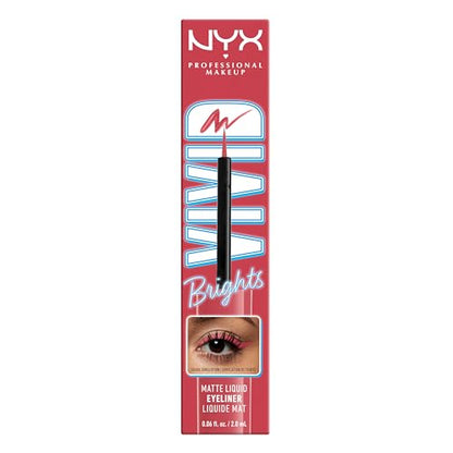 NYX PROFESSIONAL MAKEUP Vivid Brights Liquid Liner, Smear-Resistant Eyeliner with Precise Tip - On Red