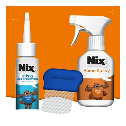 Nix Ultra Lice Removal Kit, 3.4oz Lice Treatment Hair Solution & Comb + 5oz Home Bedbug Spray, 1 Kit