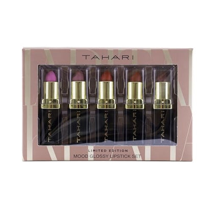 VOTUM Tahari Lipstick Set – 5-Piece Super Lustrous Gift Set, Multi-Finish (Matte, Cream, Pearl), Pink Shades, Long-Lasting Lipstick