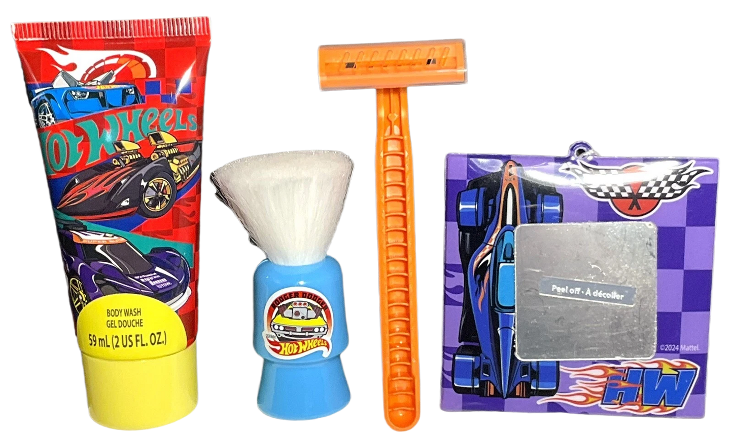 Hot Wheels Fake Shaving Kit, Body Wash, Fake Razor, Mirror, Shaving Brush - Bath Set