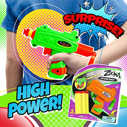 Fun-A-Ton Zooma Mini Pistol Dart Gun (1 Toy Gun Assorted) Plus 5 Small Soft Foam Darts Bullets for Kids & Adult, Boys Toys. Blaster Games. Party Favors Birthday Supplies Pinata Filler. 5483-1