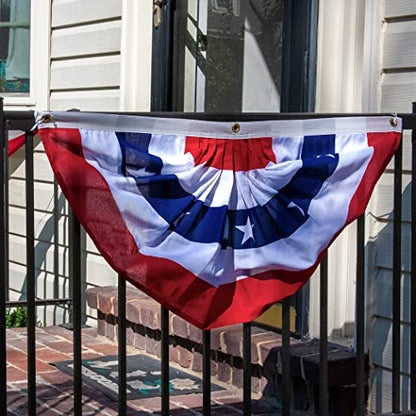 Valley Forge® American Fan Flag 1.5' x 3' Polycotton Sentinel® 100% Made in U.S.A. Stars and Stripes Bunting Canvas Header Brass Grommets Model PMF