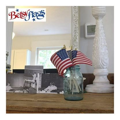 American Polycotton Stick Flag, 4" x 6" by Betsy Flags, 4-Pack