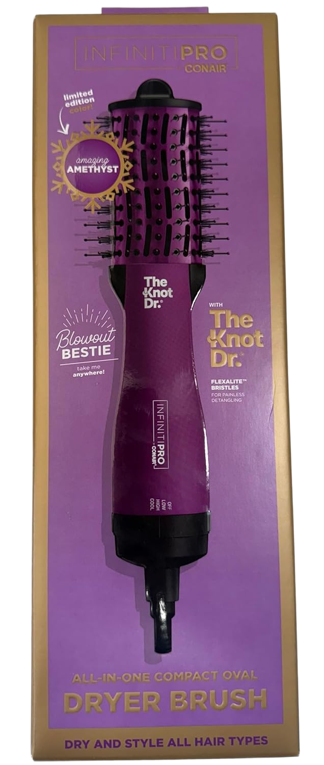 Infiniti Pro by Conair The Knot Dr. All-in-One Oval Hair Dryer Brush, Amethyst Purple, 700W