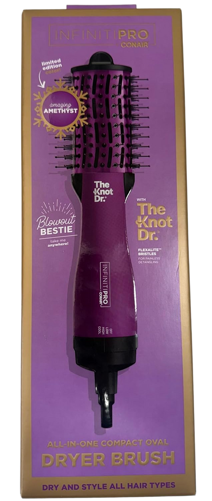 Infiniti Pro by Conair The Knot Dr. All-in-One Oval Hair Dryer Brush, Amethyst Purple, 700W