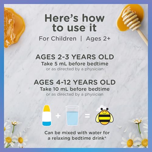 Zarbee's Gentle Bedtime Liquid for Kids - Melatonin-Free Blend of Natural Honey, Lemon, and Chamomile Helps Children Unwind and Relax to Prepare for Sleep, 4oz