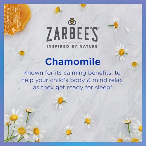 Zarbee's Gentle Bedtime Liquid for Kids - Melatonin-Free Blend of Natural Honey, Lemon, and Chamomile Helps Children Unwind and Relax to Prepare for Sleep, 4oz