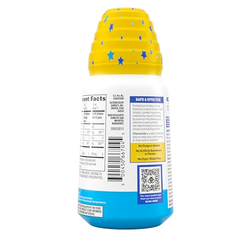 Zarbee's Gentle Bedtime Liquid for Kids - Melatonin-Free Blend of Natural Honey, Lemon, and Chamomile Helps Children Unwind and Relax to Prepare for Sleep, 4oz