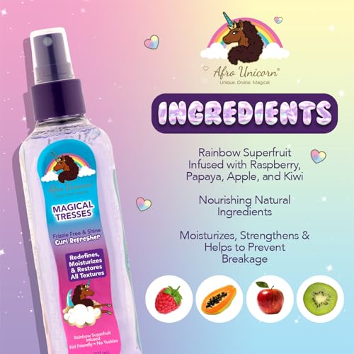 MAGICAL TRESSES by Afro Unicorn - Frizzie Free & Shine Curl Refresher - Redefining, Moisturizing, and Restoring Spray for All Textures, 8 fl oz