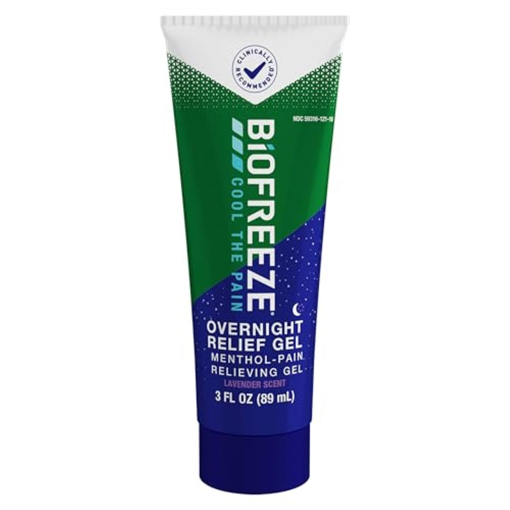 Biofreeze Overnight Gel Pain Relief, Knee & Lower Back Pain Relief, Arthritis Pain Reliever, Neck Pain Relief, Cooling Joint Pain Relief, FSA/HSA Eligible, Lavender Scented Menthol Gel 3 Fl Oz