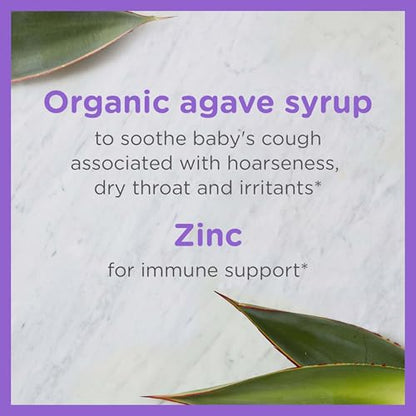 Zarbee's Baby Cough Syrup + Immune with Organic Agave + Zinc; Natural Grape Flavor; for Babies 6+ Months, 2 Fl Oz(Pack of 1)