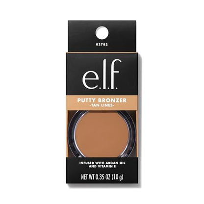e.l.f. Putty Bronzer, Creamy & Highly Pigmented Formula, Creates a Long-Lasting Bronzed Glow, Infused with Argan Oil & Vitamin E, Tan Lines, 0.35 Oz