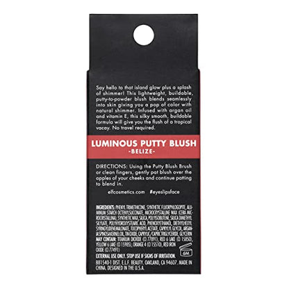 e.l.f. Luminous Putty Blush, Putty-to-Powder, Buildable Blush With A Subtle Shimmer Finish, Highly Pigmented & Creamy, Vegan & Cruelty-Free, Belize