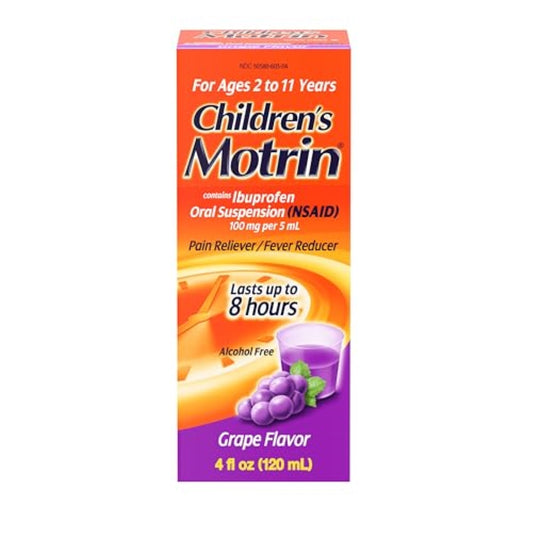 Motrin Children's Oral Suspension, Pain Relief, Ibuprofen, Grape Flavored, 4 Oz