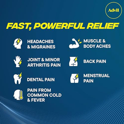 Advil Pain Reliever and Fever Reducer, Ibuprofen 200mg for Pain Relief - 24 Coated Tablets