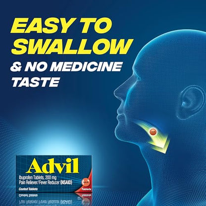 Advil Pain Reliever and Fever Reducer, Ibuprofen 200mg for Pain Relief - 24 Coated Tablets