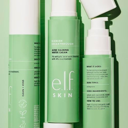 e.l.f. SKIN Blemish Breakthrough Calming Water Cream, Lightweight Blemish-Fighting Face Moisturiser, Prevents New Blemishes & Calms Skin