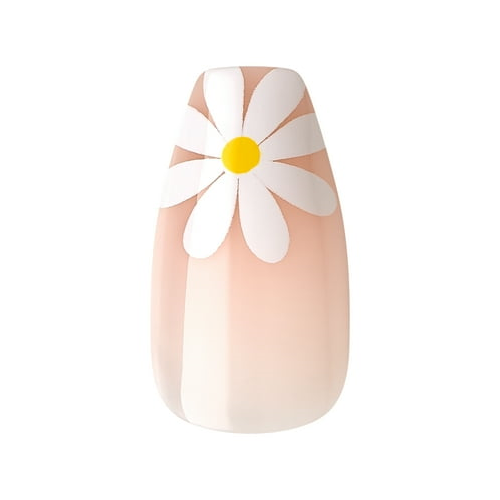 KISS Voguish Fantasy Medium Coffin Glue-On Summer Nails, White, 28 Pieces
