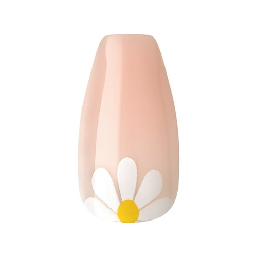 KISS Voguish Fantasy Medium Coffin Glue-On Summer Nails, White, 28 Pieces
