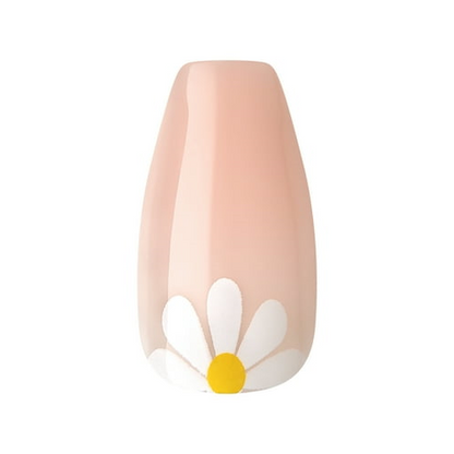 KISS Voguish Fantasy Medium Coffin Glue-On Summer Nails, White, 28 Pieces