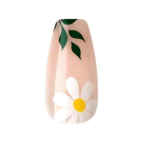 KISS Voguish Fantasy Medium Coffin Glue-On Summer Nails, White, 28 Pieces