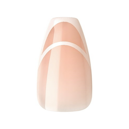 KISS Voguish Fantasy Medium Coffin Glue-On Summer Nails, White, 28 Pieces