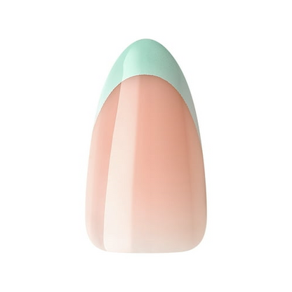 KISS Voguish Fantasy Medium Almond Glue-On Summer Nails, Green, 28 Pieces