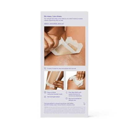 Flamingo Women's Body Wax Kit with 28 Gel-Wax Strips and 6 Post-Wax Cloths