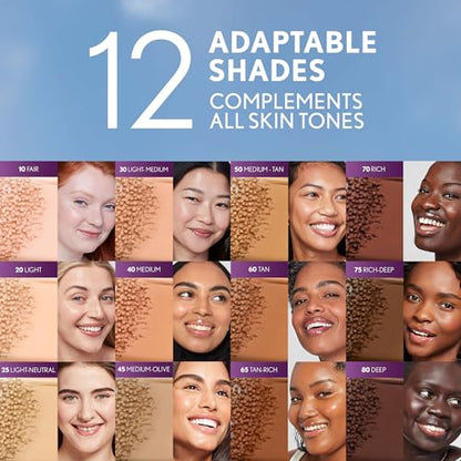 Covergirl Simply Ageless Skin Perfector Essence Foundation, 80 Deep, Tinted Skincare Makeup Hybrid, Sheer Tint, Radiant Finish, Glowy Finish, Vegan Formula, 1.0oz