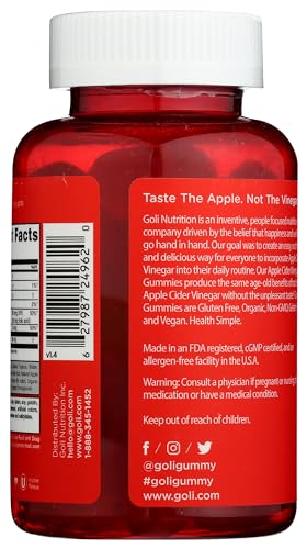 Goli Nutrition World's First Apple Cider Vinegar Gummies 60 Count, 60 Count