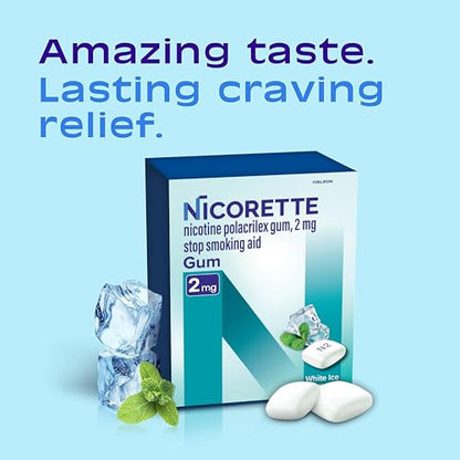 Nicorette 2mg Nicotine Gum to Help Quit Smoking - White Ice Mint Flavored Stop Smoking Aid, 160 Count
