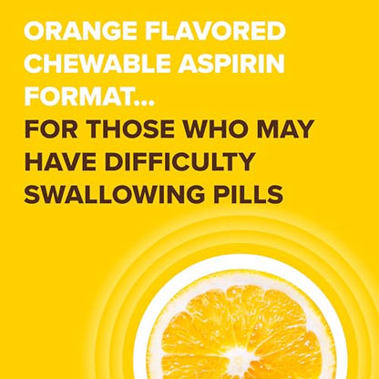 Bayer Aspirin Regimen 81mg Chewable Tablets | #1 Doctor Recommended Aspirin Brand | Pain Reliever | Orange Flavor | 108 Count, 36 Count (Pack of 3)