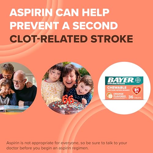 Bayer Aspirin Regimen 81mg Chewable Tablets | #1 Doctor Recommended Aspirin Brand | Pain Reliever | Orange Flavor | 108 Count, 36 Count (Pack of 3)