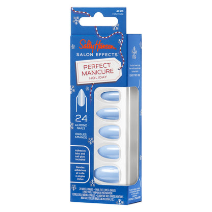 Sally Hansen Salon Effects® Perfect Manicure, Flirty Frostie, Press On Nails, Non-Damaging Adhesive Tabs, File, and Alcohol Pad Included