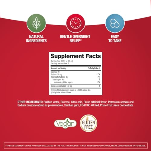 Prunelax Ciruelax Regular Strength Liquid Laxative - Gentle Relief for Occasional Constipation, Made with Natural Senna, Predictable Relief, Gluten-Free, Works in just 8 to 12 Hours - 4.05 fl oz