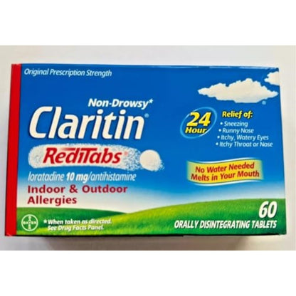 Claritin RediTabs 24 Hour Allergy Medicine, Non-Drowsy Prescription Strength Allergy Relief, Loratadine Antihistamine Tablets, 60 Count