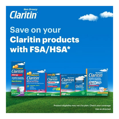 Claritin 24 Hour Non-Drowsy Loratadine Antihistamine Allergy Relief Medicine, Cooling Honey Syrup, 5 mg, 2.7 oz
