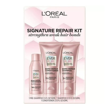 L'Oreal Paris EverPure Sulfate Free Bond Repair Shampoo and Conditioner 3 PC Set