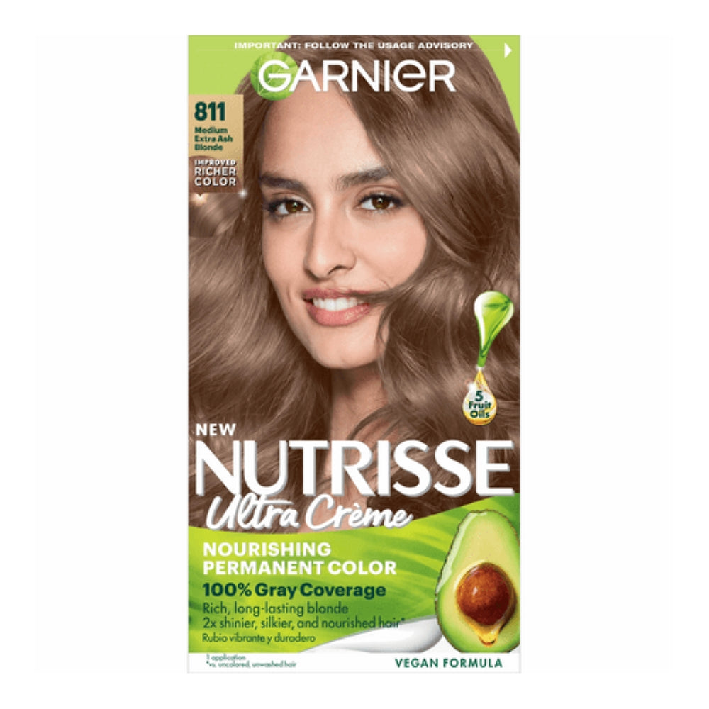 Garnier Nutrisse At Home Hair Coloring Tool Kit, 811 Medium Extra Ash Blonde