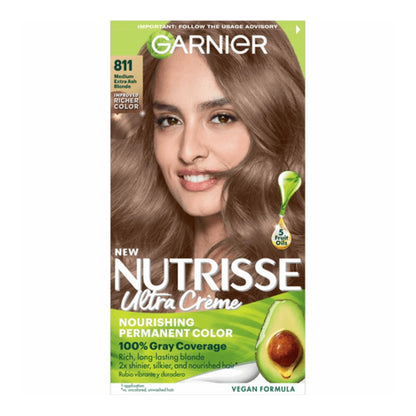 Garnier Nutrisse At Home Hair Coloring Tool Kit, 811 Medium Extra Ash Blonde