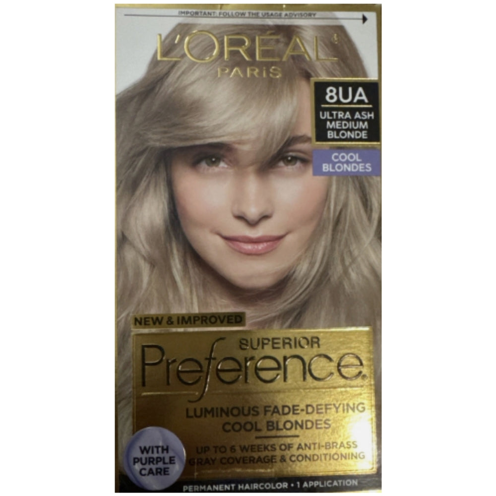 L'oreal Superior Preference Hair Color Ultra Ash Medium Blonde Cool Blondness 8UA