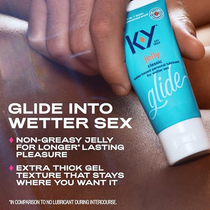 K-Y Jelly Personal Lubricant, Body-Friendly Water-Based Formula, Safe for Anal Sex, Safe to Use with Latex Condoms. Glide into a Wetter, Better Experience Every Day. for Men, Women, Couples, 4 FL OZ