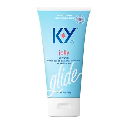 K-Y Jelly Personal Lubricant, Body-Friendly Water-Based Formula, Safe for Anal Sex, Safe to Use with Latex Condoms. Glide into a Wetter, Better Experience Every Day. for Men, Women, Couples, 4 FL OZ